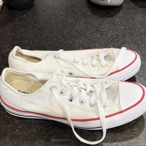 Stylish White and Red Canvas Sneakers
